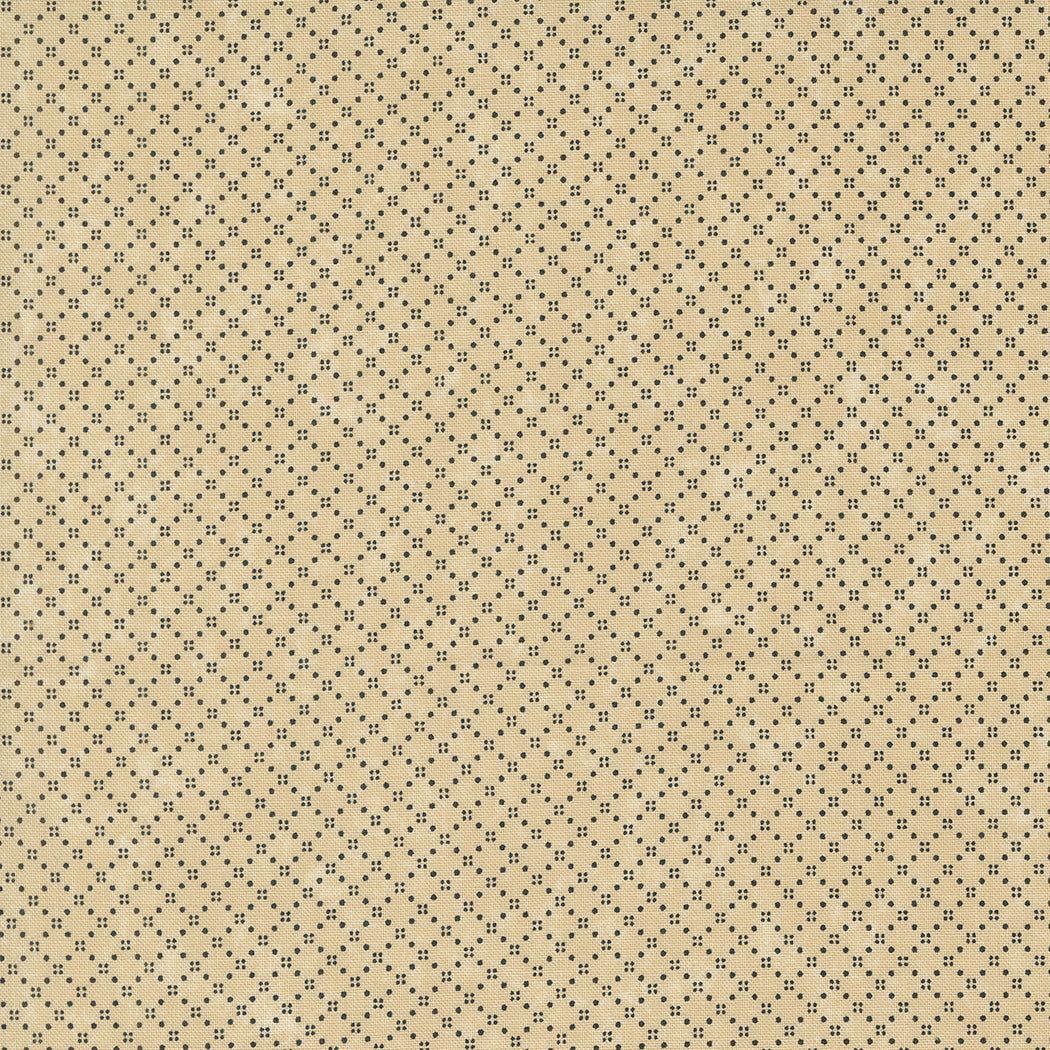 Kansas Troubles Quilters - Blackbird's Nest Bird Seed Tan puuvillakangas, jossa mustia geometrisia ruutukuvioita beigen pohjalla. 