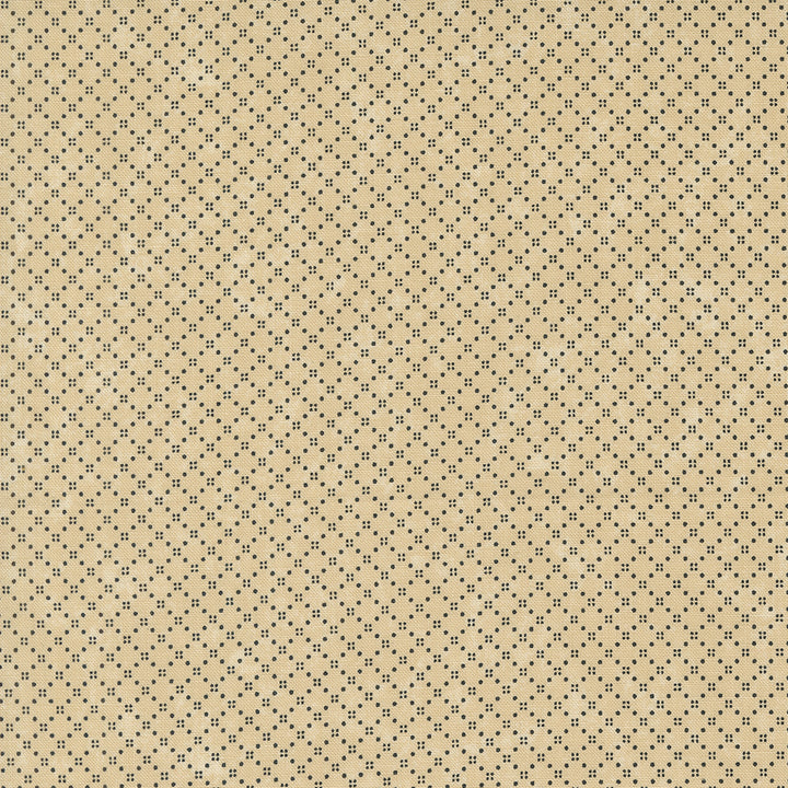 Kansas Troubles Quilters - Blackbird's Nest Bird Seed Tan puuvillakangas, jossa mustia geometrisia ruutukuvioita beigen pohjalla. 