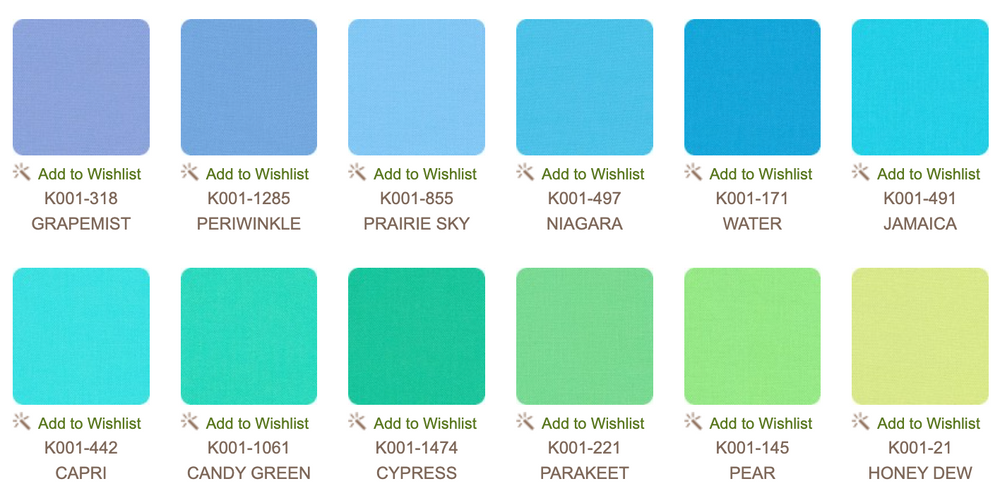 Kona Cotton Solids Mermaid Shores palette