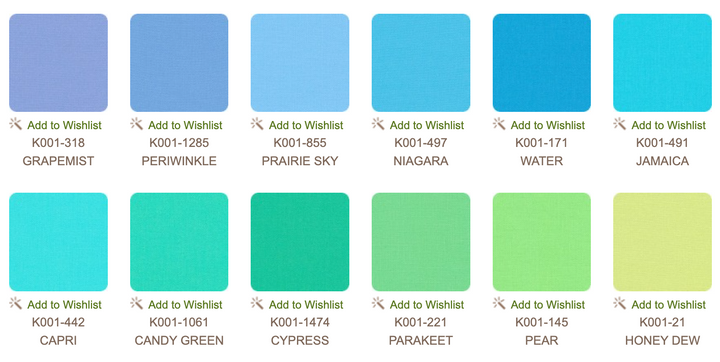 Kona Cotton Solids Mermaid Shores palette