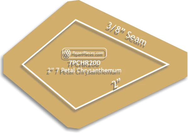 Krysanteemi 7-terälehtinen akryylisapluuna (2 tuumaa, 5.08 cm), tilkkutöihin.