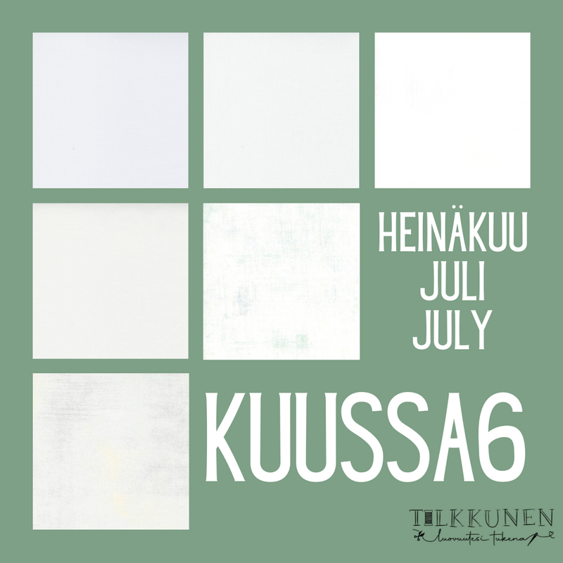 Kuussa6-nippu: 6 valkoista kangaspalaa