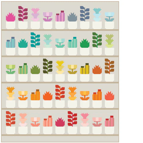 Elizabeth Hartman Greenhouse EH-037 tilkkutyöohje – moderni kasviaiheinen tilkkutyö, ruukkukasviblokit