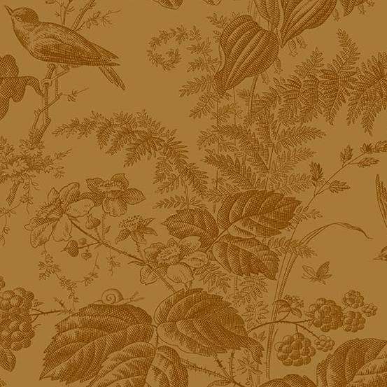 Laundry Basket Quilts Vermont A-10285-N2 Toasted puuvillakangas, hunajanruskea lehti- ja metsäkuvio, Edyta Sitarilta