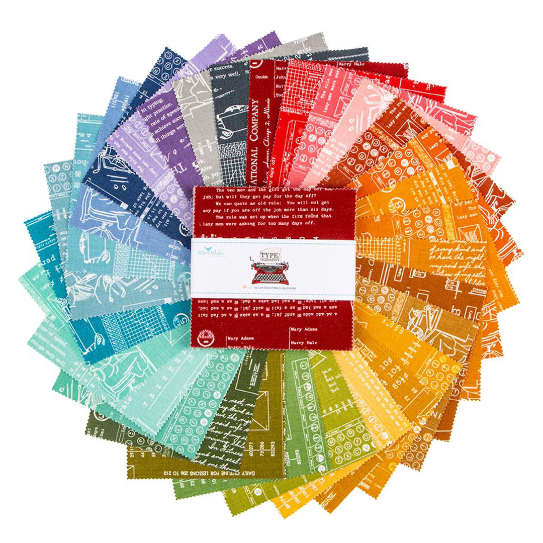 Type/ography A Charm Pack – Lori Holt suunnittelu, Riley Blake Designs.