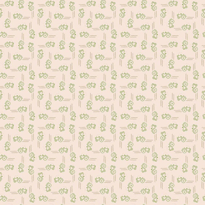 Lori Holt - Farmer's Daughter C17184.THYME Tractors Background Thyme puuvillakangas