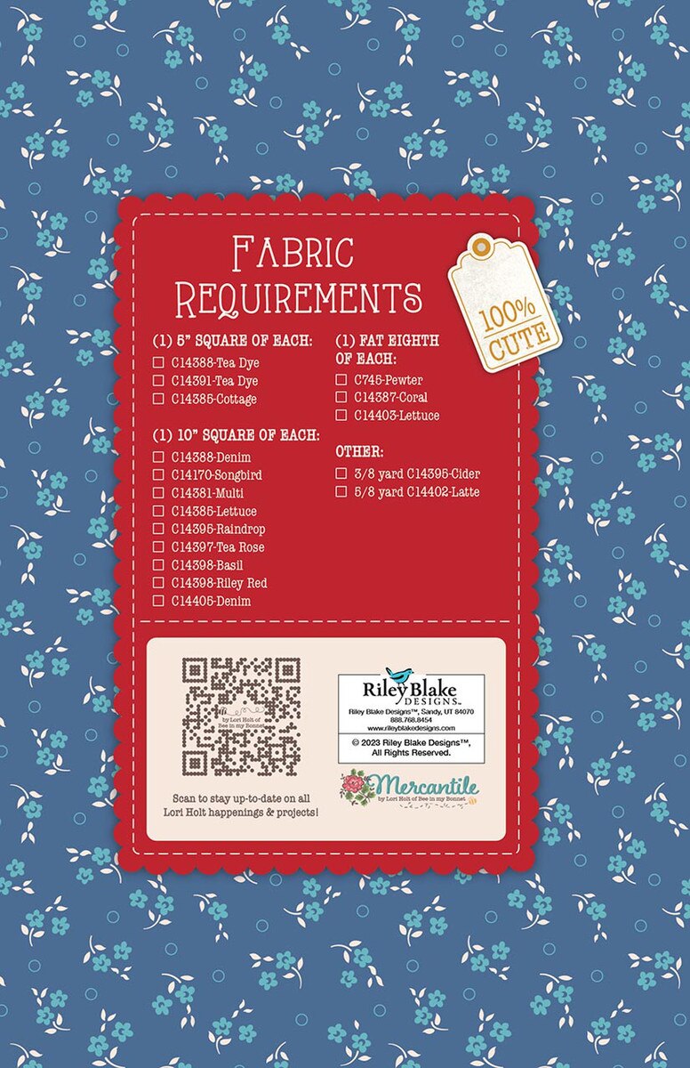 Mercantile Quilt Seeds Iron & Starch -kaavapaketti Lori Holtilta – paperikaava tilkkublokkiin, 74 x 64 cm.