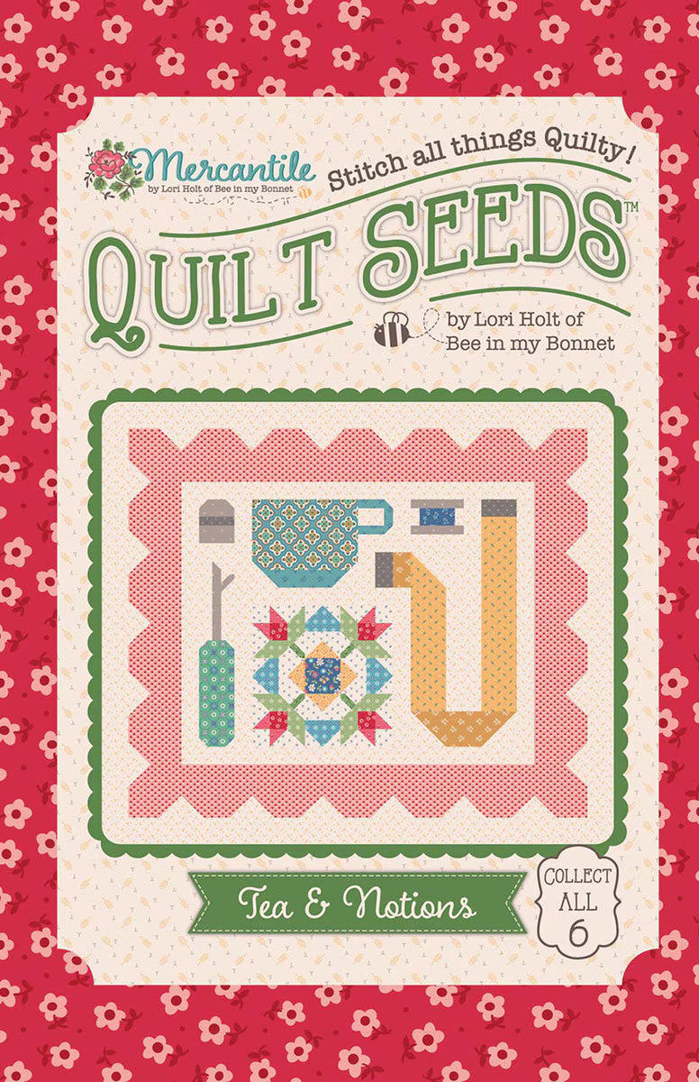 Mercantile Quilt Seeds Tea & Notions -kaavapaketti Lori Holtilta – paperikaava tilkkublokkiin, 74 x 64 cm.
