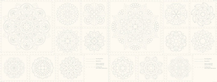 Mandala sashiko-paneeli luonnonvalkoinen DV4060, pellava-puuvillasekoite