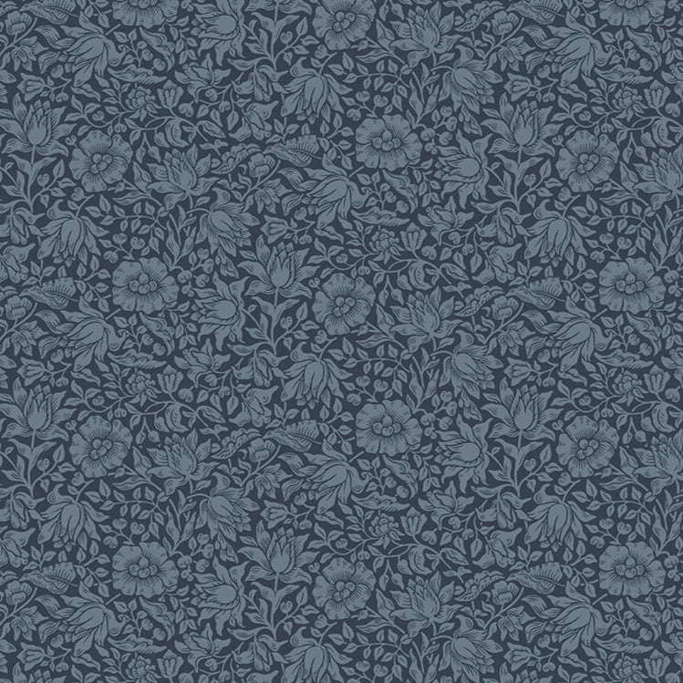 Original Morrs&Co.n suunnittelema Buttermere kokoelman Mallow Navy, sininen kukkia tummansinisella pohjalla