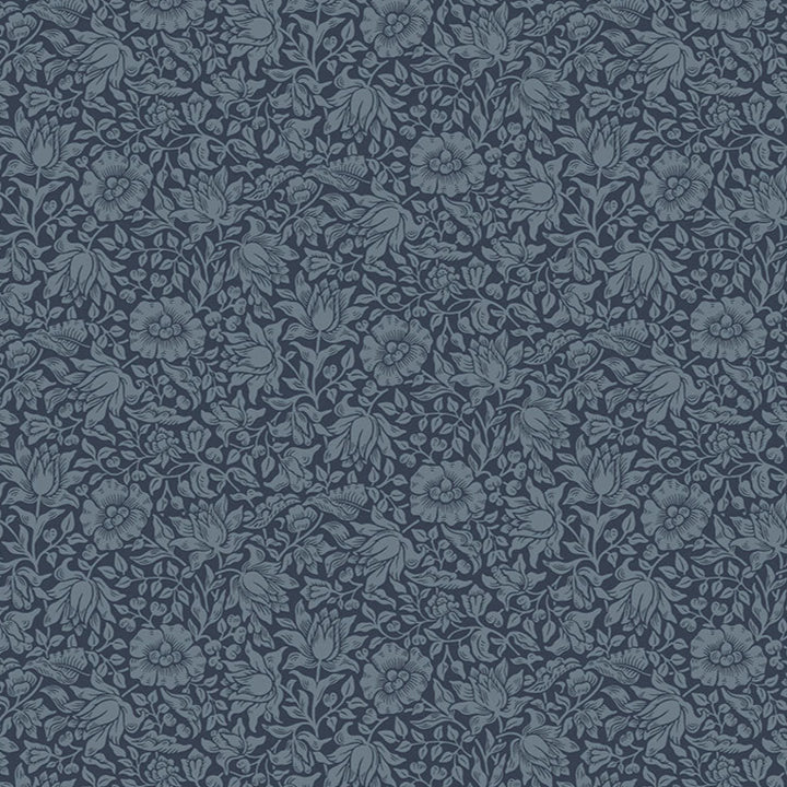 Original Morrs&Co.n suunnittelema Buttermere kokoelman Mallow Navy, sininen kukkia tummansinisella pohjalla