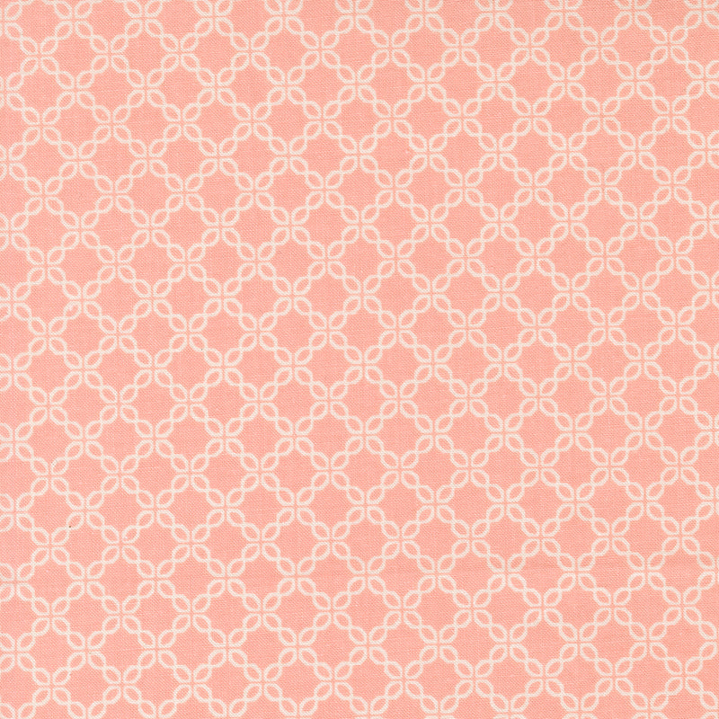 Vaaleanpunainen My Sew Quilty Life Sunbonnet Lattice Pale Pink puuvillakangas, vaalea ruudukkokuvio