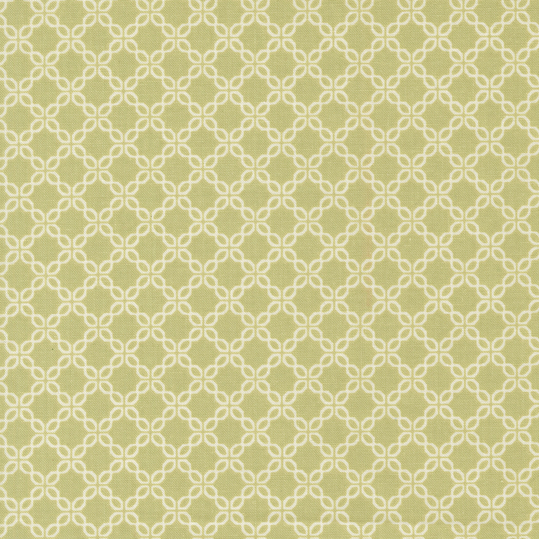 Vaaleanvihreä My Sew Quilty Life Sunbonnet Lattice Pear puuvillakangas, vaalea ruudukkokuvio
