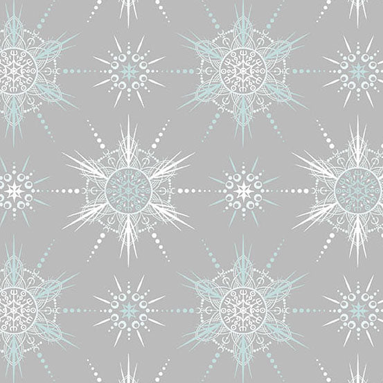 Nordic Solstice 10636-C Runed Solstice Winter Slate puuvillakangas – vaaleanharmaa lumihiutale- ja riimugeometrinen kuvio