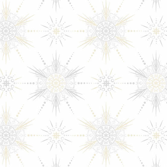 Nordic Solstice 10636-L Runed Solstice Snowfall puuvillakangas – vaalea lumihiutale- ja riimugeometrinen kuvio