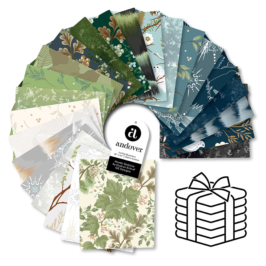 Gudrun Erla's Nordic Solstice kokoelman kankaita fat quarter nippu.