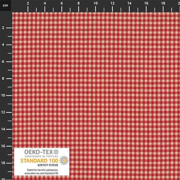 Punabeige pieni ruutukangas Stof Fabrics Nordsø -kokoelmasta, kudottu homespun puuvillakangas, leveys 162 cm, OEKO-TEX-sertifioitu
