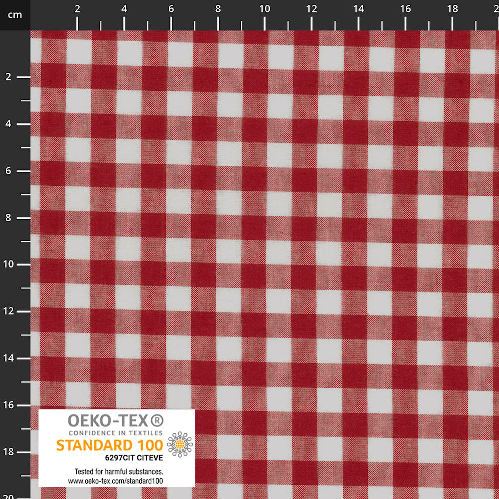 Punavalkoinen ruutukangas Stof Fabrics Nordsø -kokoelmasta, kudottu homespun puuvillakangas, leveys 162 cm, OEKO-TEX-sertifioitu