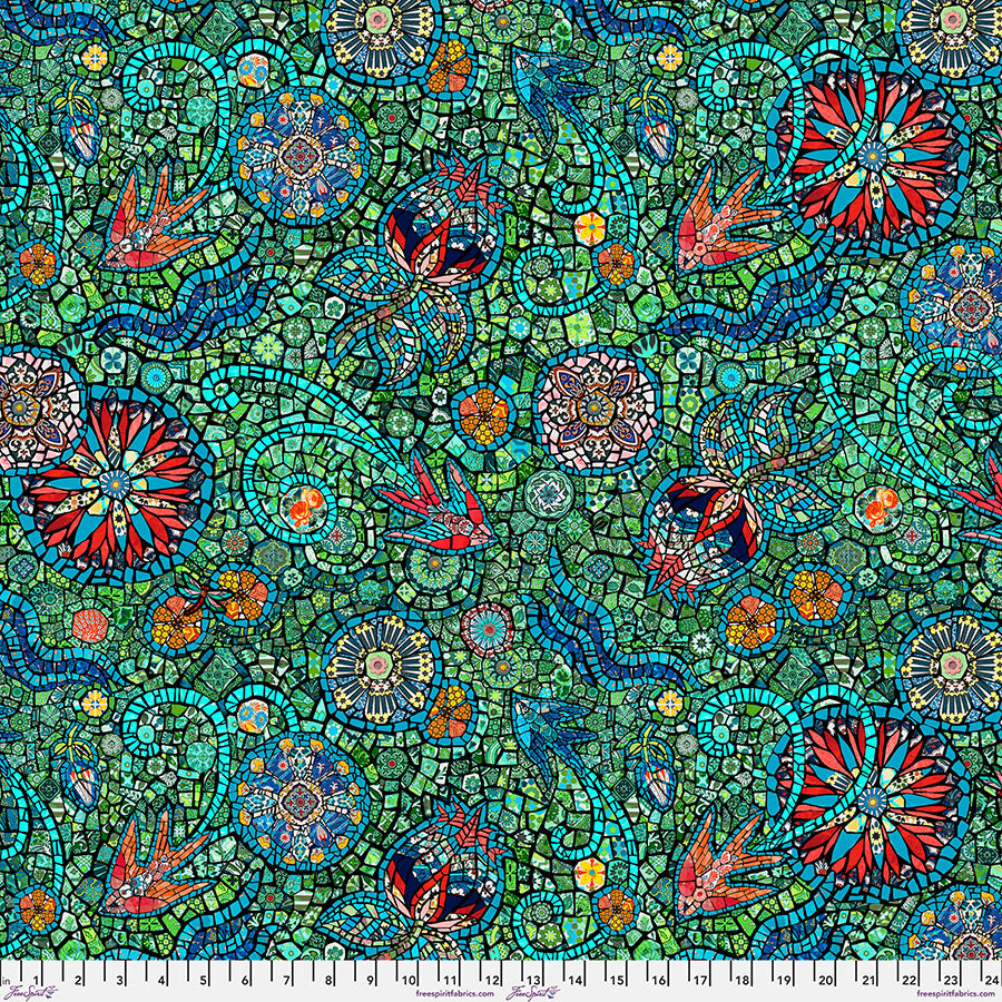 Danieli Jade fabric by Odile Bailloeul from the Murano collection, 100% cotton, vibrant patterns, ideal for quilting and sewing, width ~110 cm