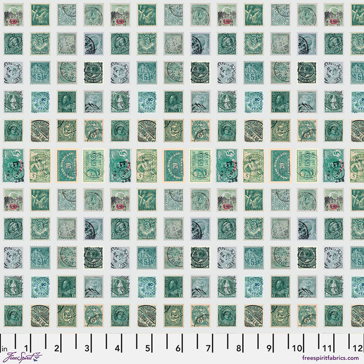 Tim Holtz Palette Teal Fat Quarter 10 stycken tygbunt