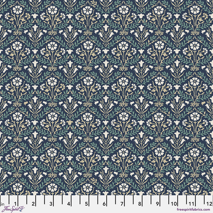 Original Morrs&Co.n suunnittelema Buttermere kokoelman Bellflowers Navy, valkoinen kukkia tummansinisella pohjalla