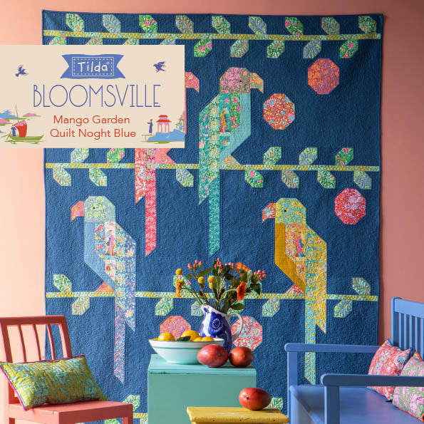 Tilda Bloomsville - Mango Garden Night Blue Quilt Pattern - tilkkutyöohje ILMAINEN