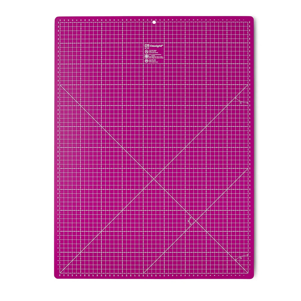 Prym Omnigrid leikkuualusta 60×45 cm magenta – suuri itsekorjautuva leikkuualusta sentti- ja tuumamitoilla tilkkuiluun ja ompeluun.