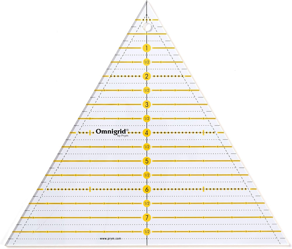 Prym Omnigrid kolmioviivain 60°, 8 tuumaa – akryylinen tilkkutyöviivain tuumamitoin kaleidoskooppitilkkuihin ja tarkkaan leikkaamiseen.