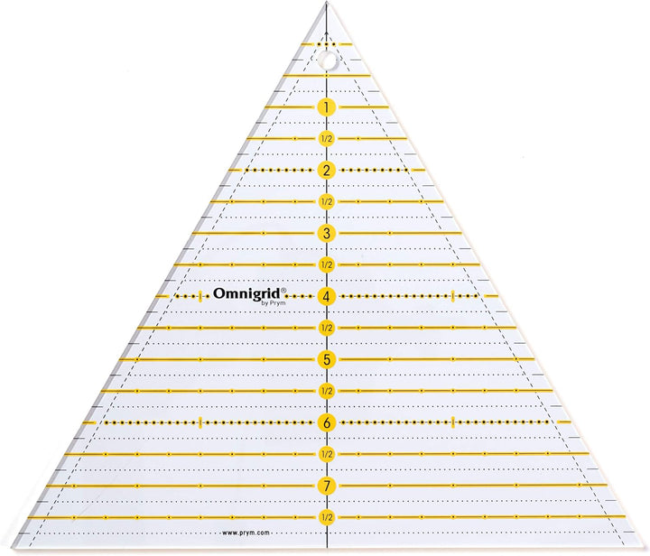 Prym Omnigrid kolmioviivain 60°, 8 tuumaa – akryylinen tilkkutyöviivain tuumamitoin kaleidoskooppitilkkuihin ja tarkkaan leikkaamiseen.