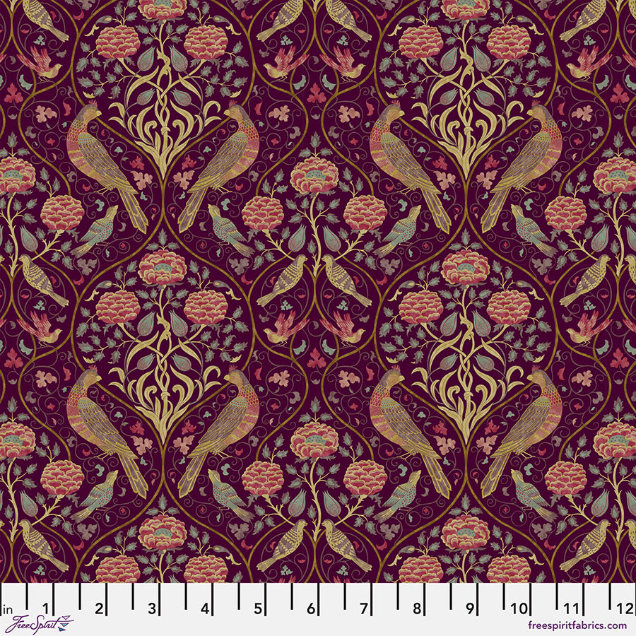 Red House - SM Seasons by May Mulberry PWWM120.MULBERRY puuvillakangas, Original Morris & Co. -kokoelman kukkakuvioinen kangas, tyylikäs ja ajaton puuvilla tilkkutöihin ja sisustukseen.