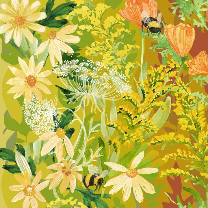 Robin Pickensin suunnittelema Wild Blossoms kokoelman Rainbow 48730-11 puuvillakangasow, kauniit kukkakuviot, sateenkaari 