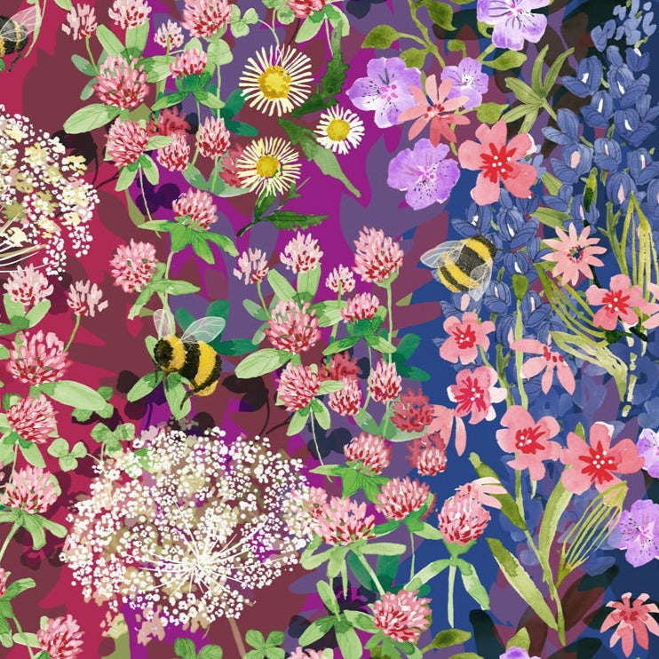 Robin Pickensin suunnittelema Wild Blossoms kokoelman Rainbow 48730-11 puuvillakangasow, kauniit kukkakuviot, sateenkaari 