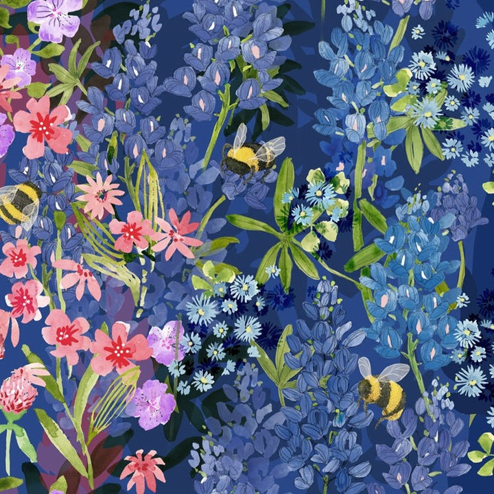 Robin Pickensin suunnittelema Wild Blossoms kokoelman Rainbow 48730-11 puuvillakangasow, kauniit kukkakuviot, sateenkaari 