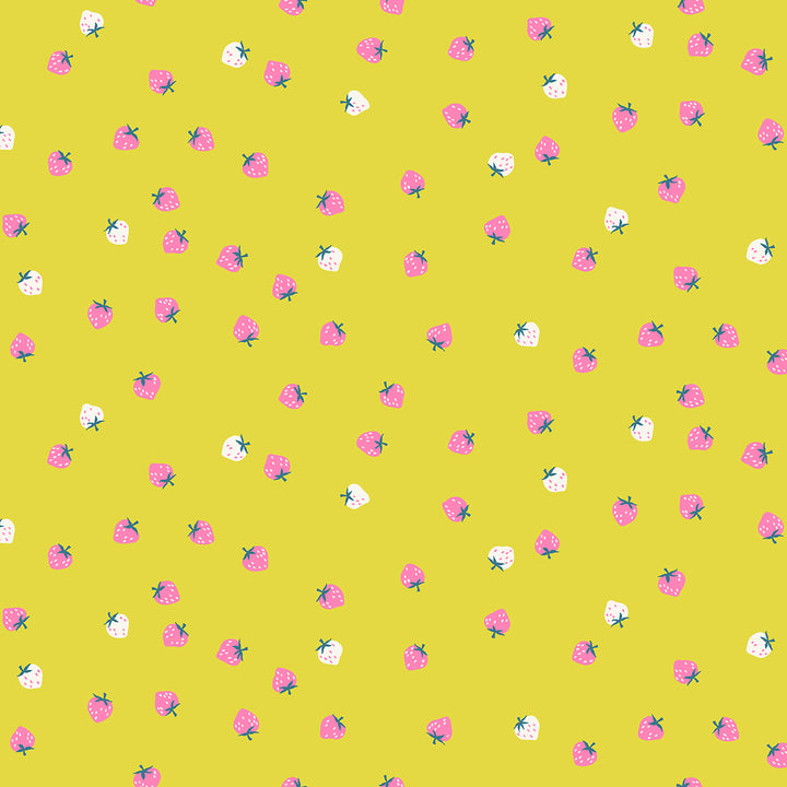 Moderni mansikkakuvioinen puuvillakangas tilkkutöihin, Ruby Star Society