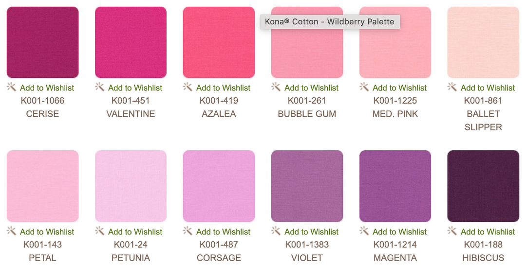 Kona Cotton Solids – Wildberry Palette Charm Pack | Robert Kaufman