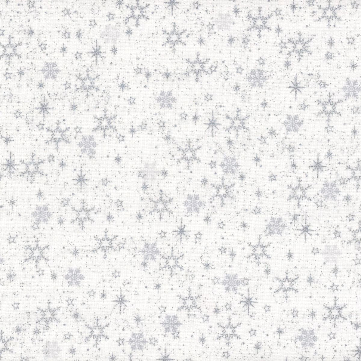 Stof - We Love Christmas 4592-102 medium snowflakes white/silver cotto ...