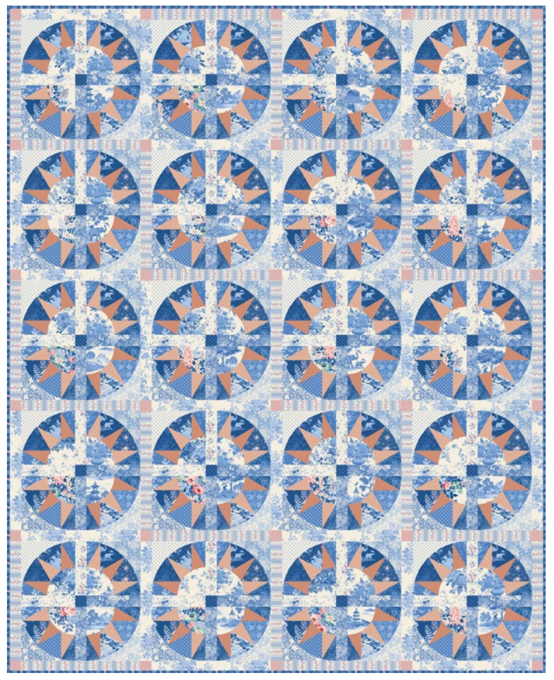 Sunny Sky -tilkkutäkki valmistettu Tildan Something Blue -kankaista