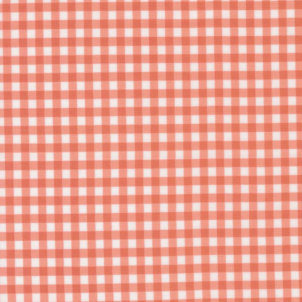 Sweetwater Lucky Gingham Flower -puuvillakangas, korallinen gingham-ruutukuvioinen kangas