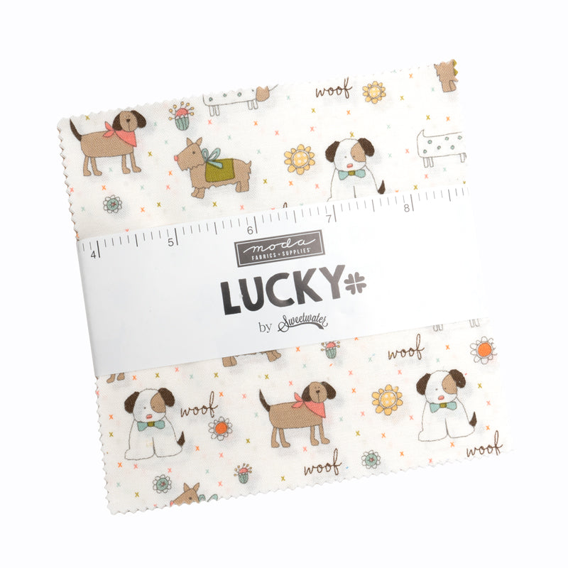 Sweetwater Lucky 5” Charm kangasnippu – koira- ja kukkakuosillinen tilkkukangasnippu, 42 palaa 5 x 5 tuumaa.