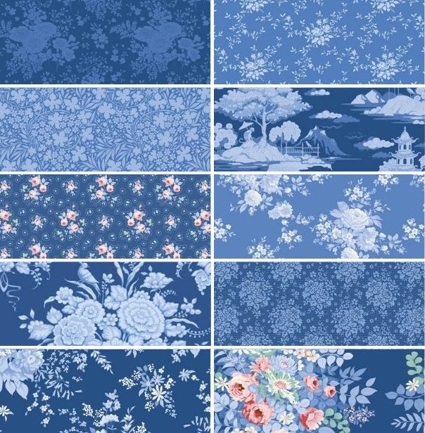 Tilda Something Blue kokoelman 10 kpl tummansinisia puuvillakankaita.