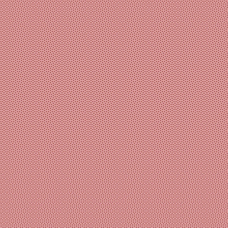 Tilda Poppy Seed Redwood 130185 – vaaleanpunainen puuvillakangas, jossa pieniä pilkkuja.