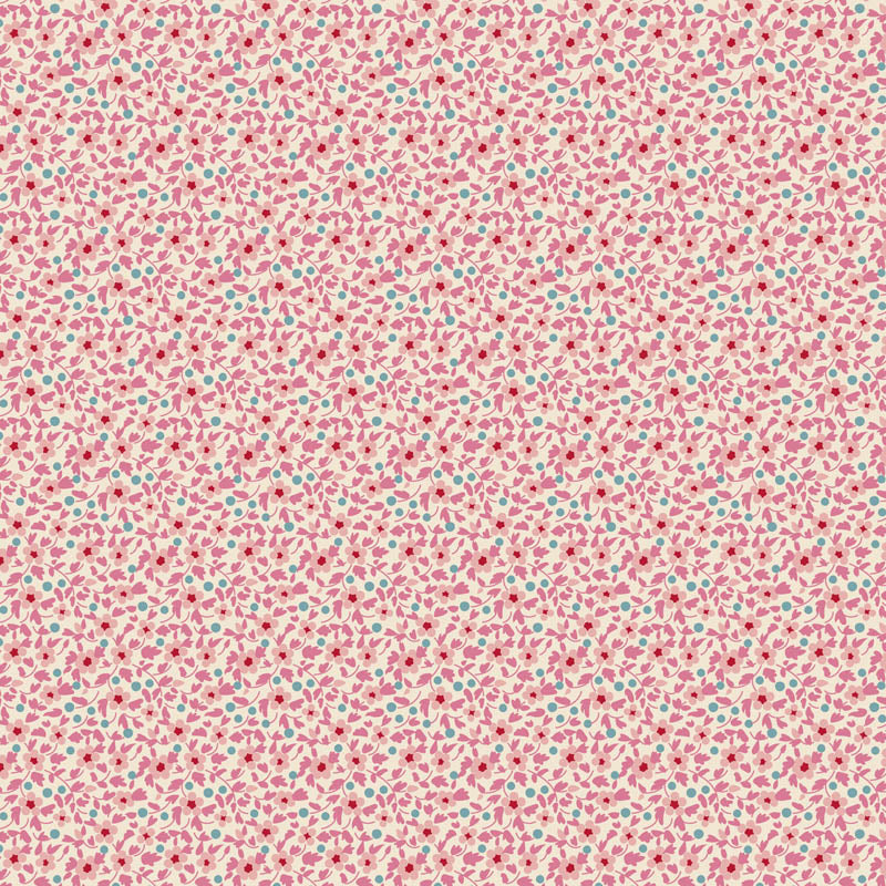 Tilda Brie Basics Pink 130194 – vaaleanpunainen puuvillakangas, jossa pieniä kukkakuvioita. Sopii tilkkutöihin ja käsitöihin.