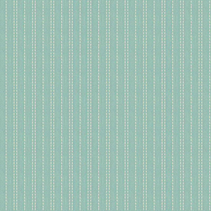 Tilda Creating Memories 160060 Seamstripe Teal - Kevät lankavärjätty puuvillakangas, turkoosi chambray-kangas pienellä valkoisella raidalla.
