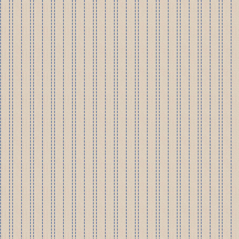 Creating Memories 160069 Seamstripe Blue lankavärjätty puuvillakangas – beige-sininen chambray raitakangas tilkkutyöhön