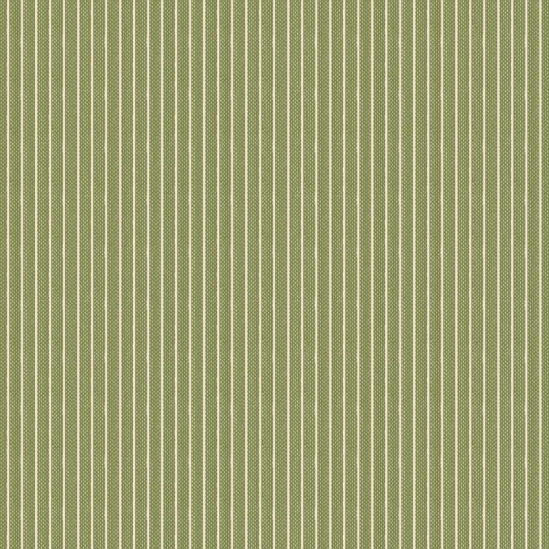 Tilda Creating Memories 160082 Stripe Green - Talvi lankavärjätty puuvillakangas, vihreä chambray-kangas pienellä raidalla.