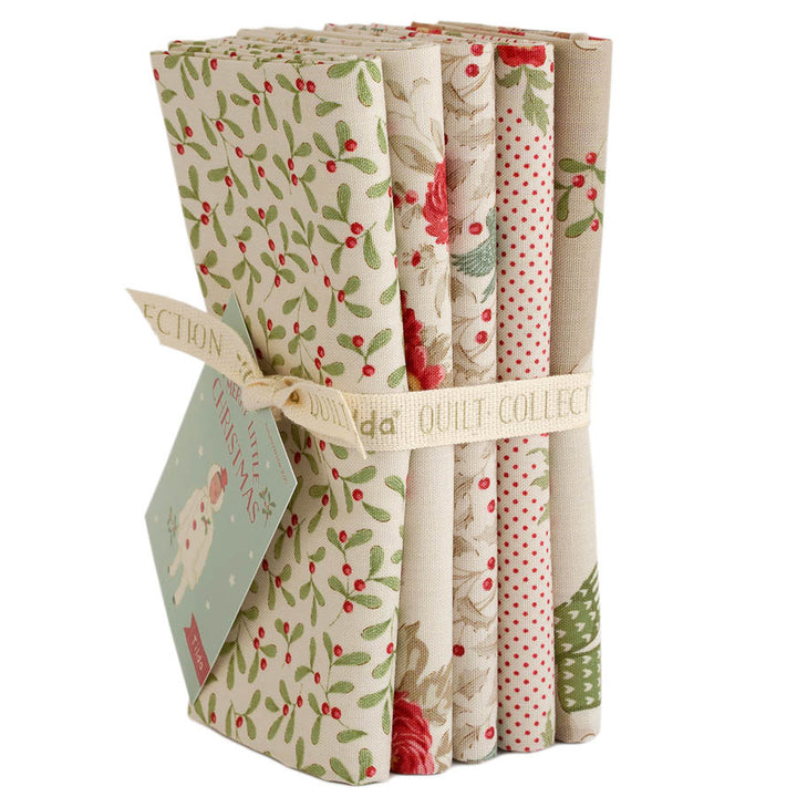 Tilda Merry Little Christmas Vaalea Fat Quarter -nippu, viisi kpl puuvillakangasta