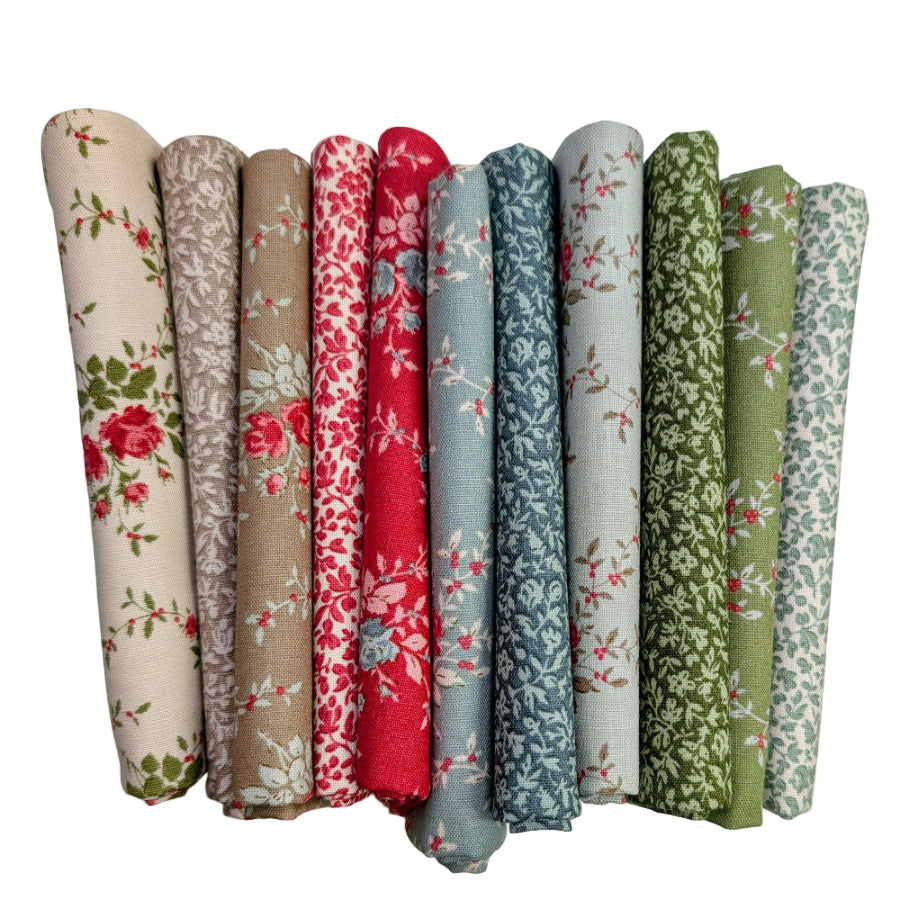 Tilda Merry Little Christmas yhdistelykankaat Fat Quarter -nippu (11 kpl) – laadukkaita jouluisia puuvillakankaita tilkkutöihin ja käsitöihin.
