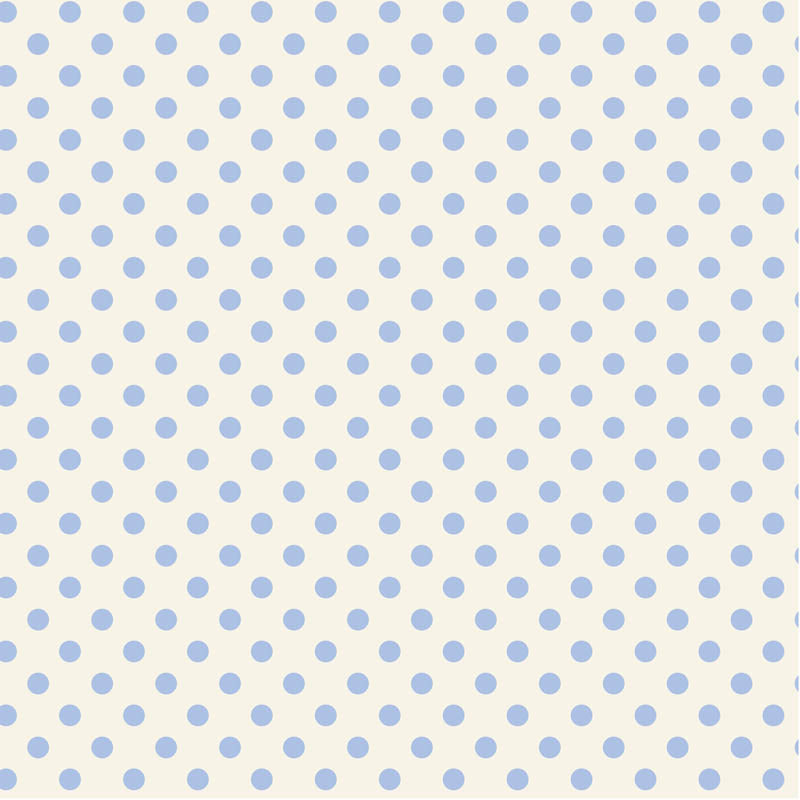 Tilda Something Blue Dorothy Sky 110163 puuvillakangas, valkoinen tausta ja vaaleansiniset pilkut.