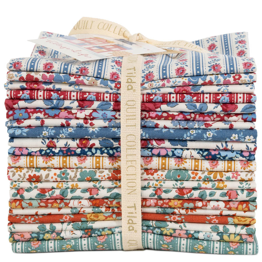 Tilda Village Life Fat Quarter -nippu 20 kpl puuvillakankaita vintagehenkisillä kuoseilla