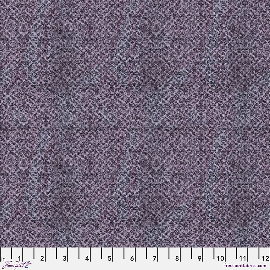 Tim Holtz - Laboratory Tapestry Purple PWTH193.PURPLE puuvillakangas, gobeliini-kuvio purppuran sävyissä.